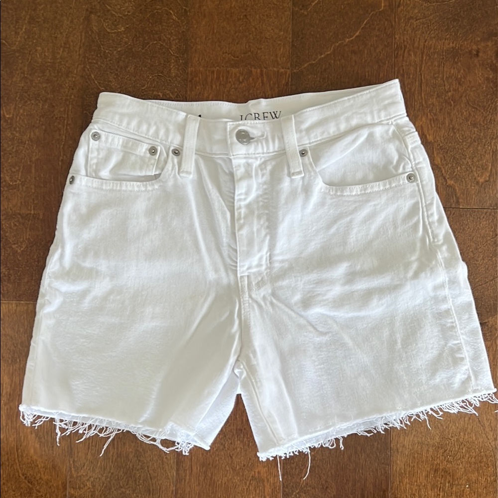 J. Crew White Jean Shorts Distressed Raw Hem